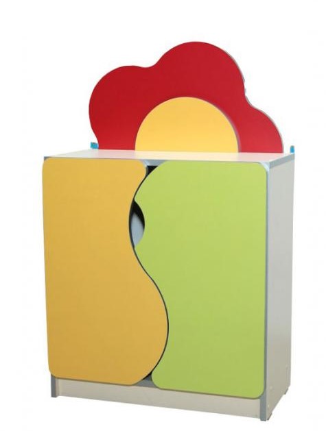 Стінка дитяча "Квіткова поляна", АНШАР ГРУП (28512), 600х300х957мм, з 2-ма фігурними дверима, 2-ма закритими поличками та фігурними елементами